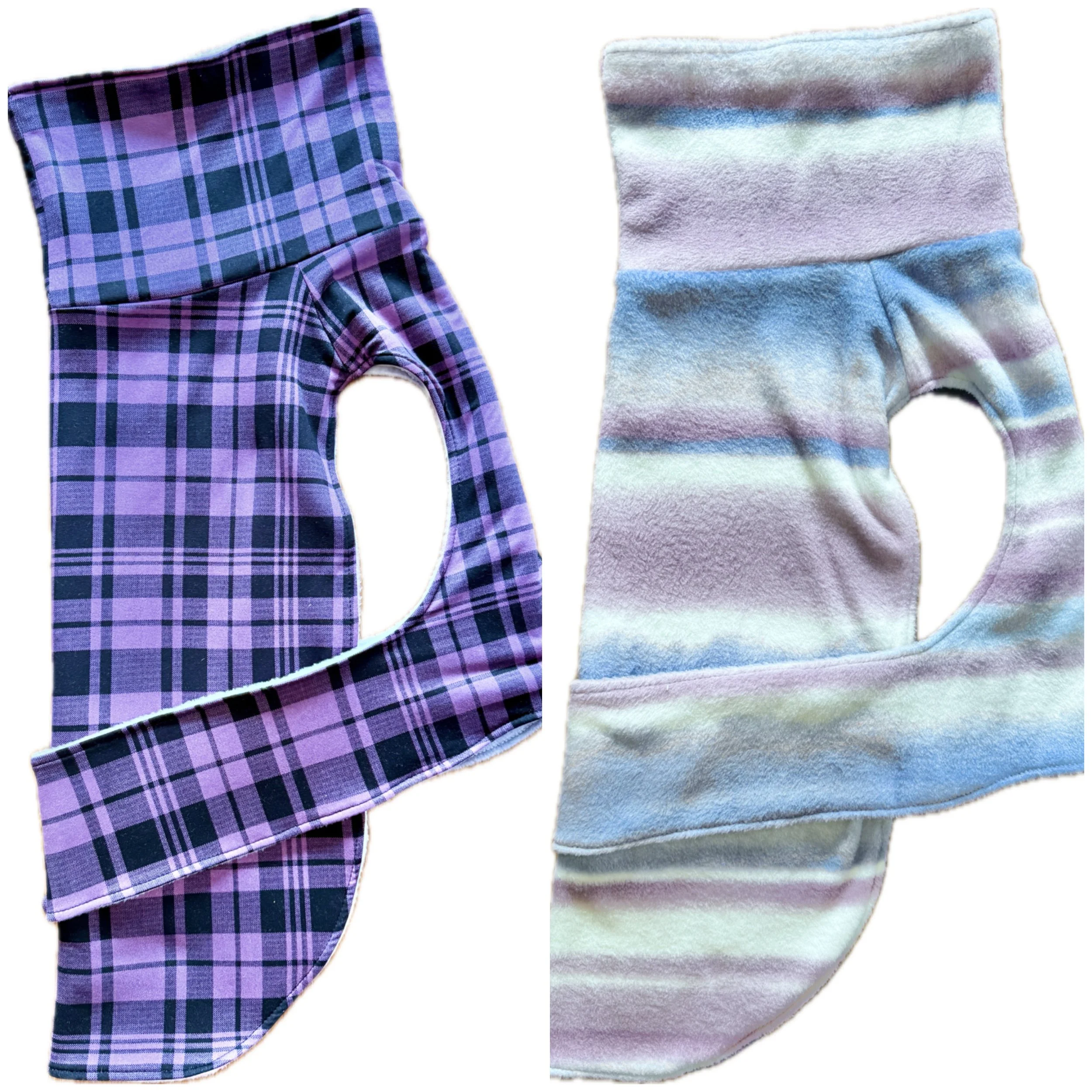 Reversible Purple Plaid and Stripes Dog Jacket