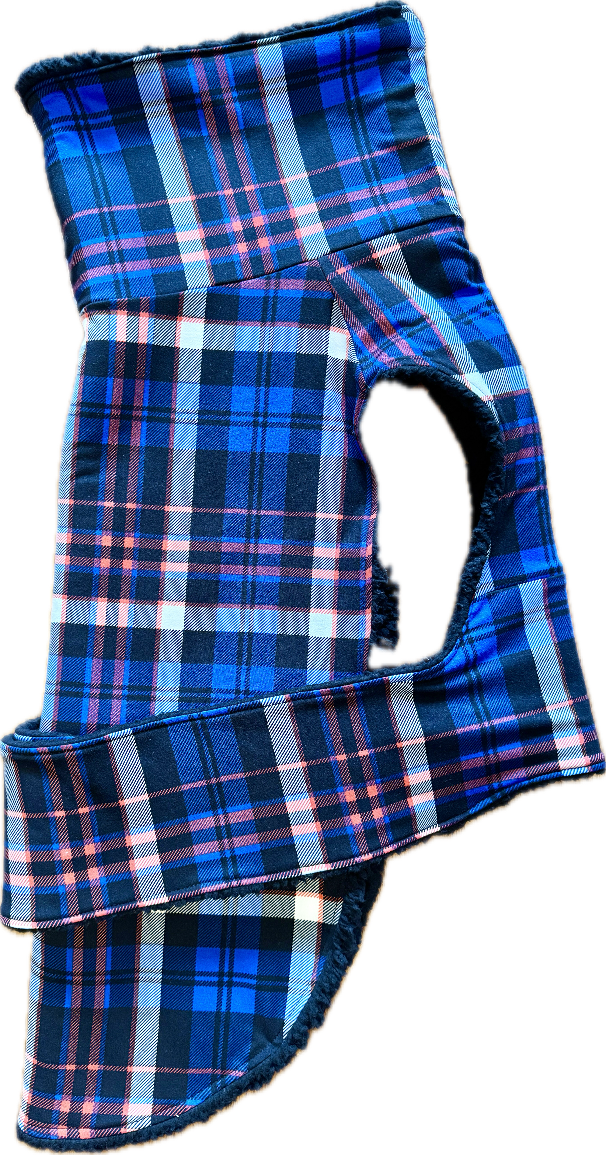 Blue Plaid Sherpa-Lined Dog Jacket