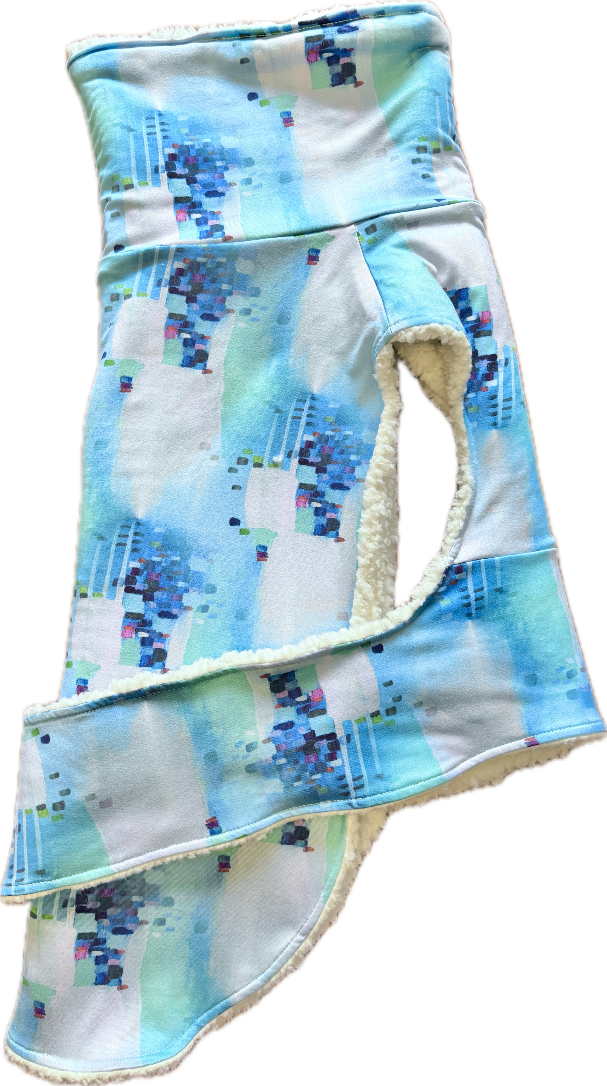 Blue Abstract Sherpa-Lined Dog Jacket