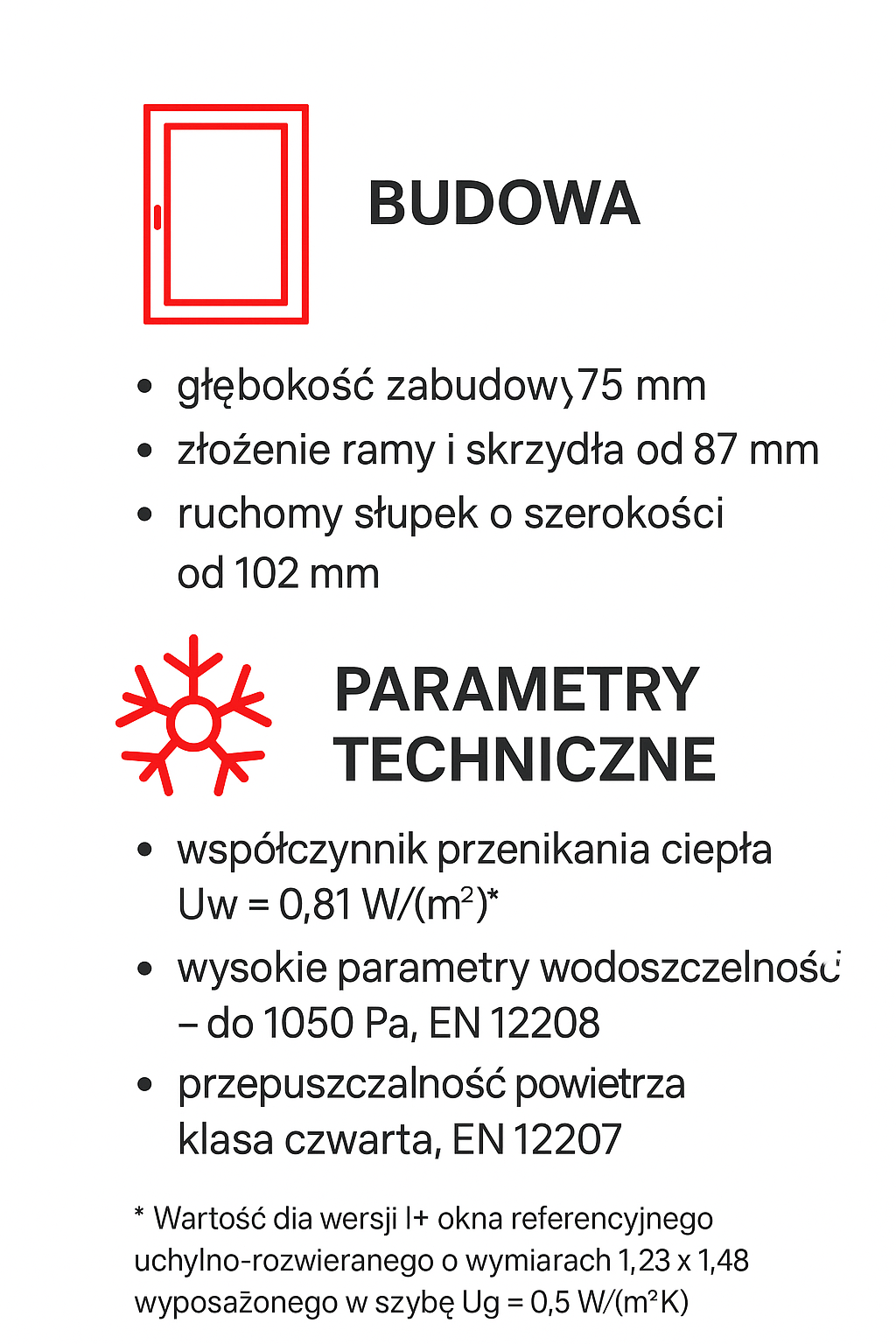 parametry techniczne okna aluminiowego miru evo standard marki aluhaus