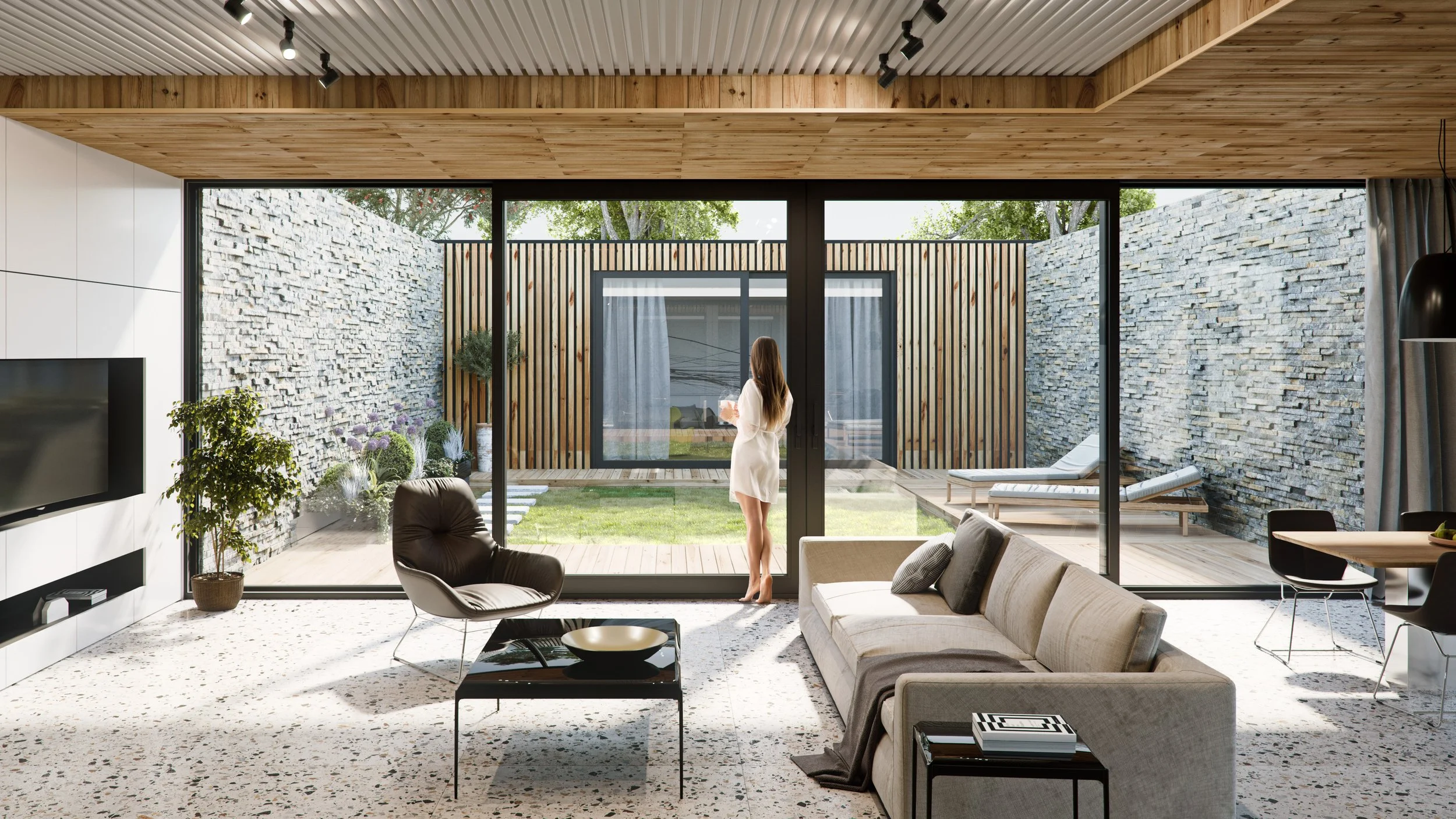 wizualizacja drzwi tarasowych aluhaus slim slide