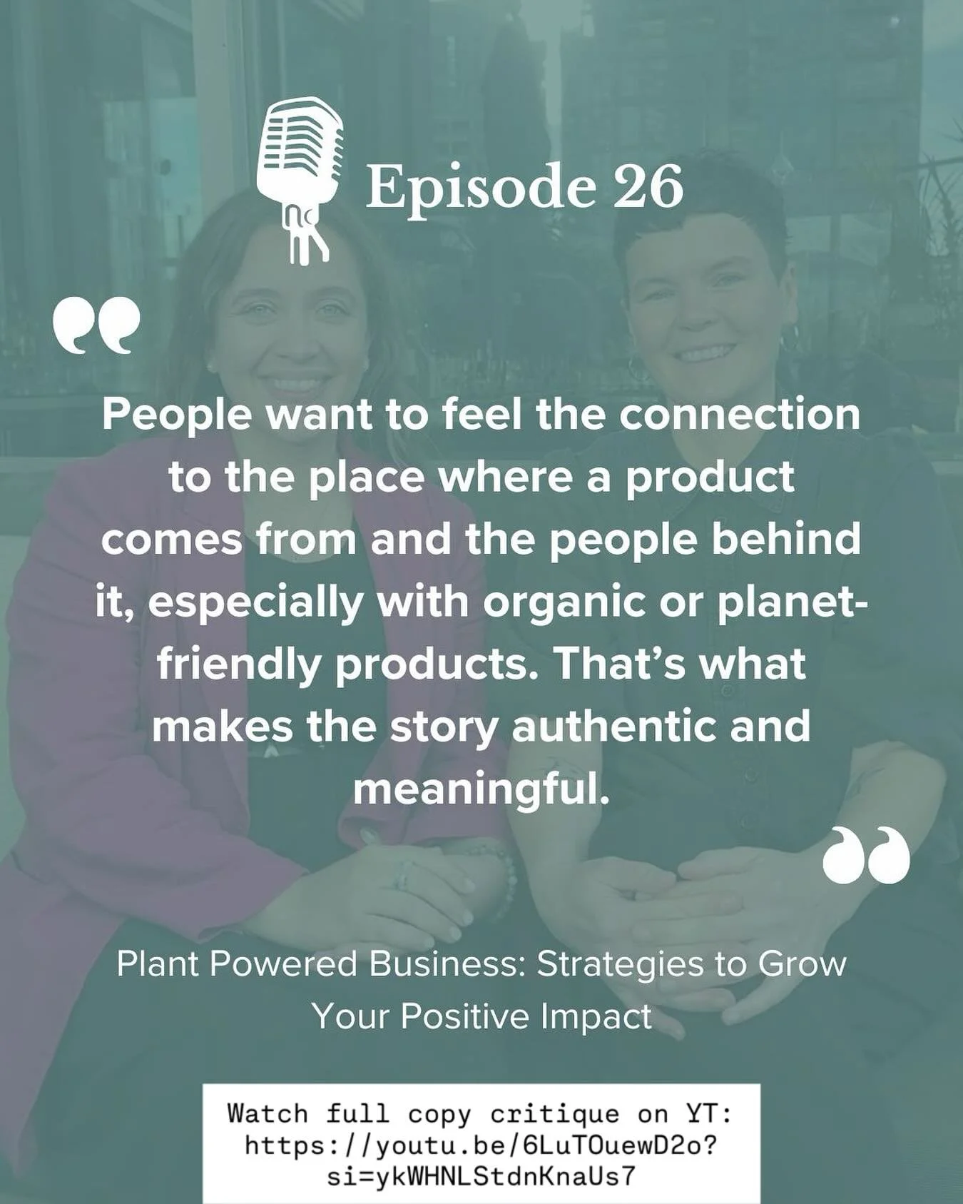 Is your copy moving people to take action - or leaving them scrolling past? 

In this episode of Plant Powered Business: Strategies to Grow Your Positive Impact, @johannaekoskinen and I do live copy critiques of two vegan businesses: 
🌿 Kind of Wild