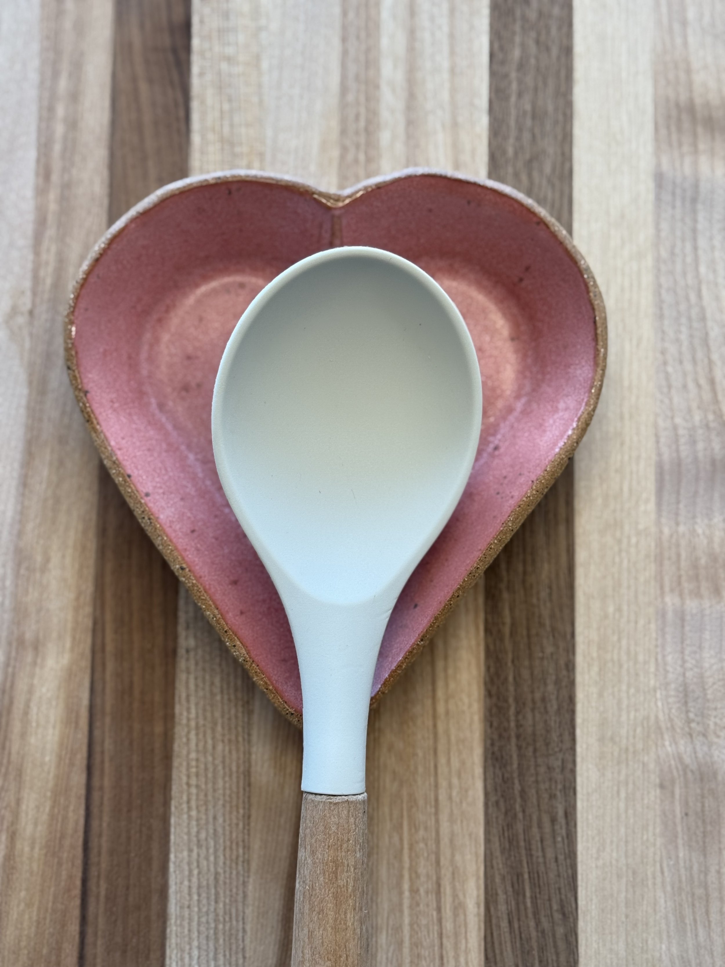 Repose cuillère en forme de coeur - Rose et grès