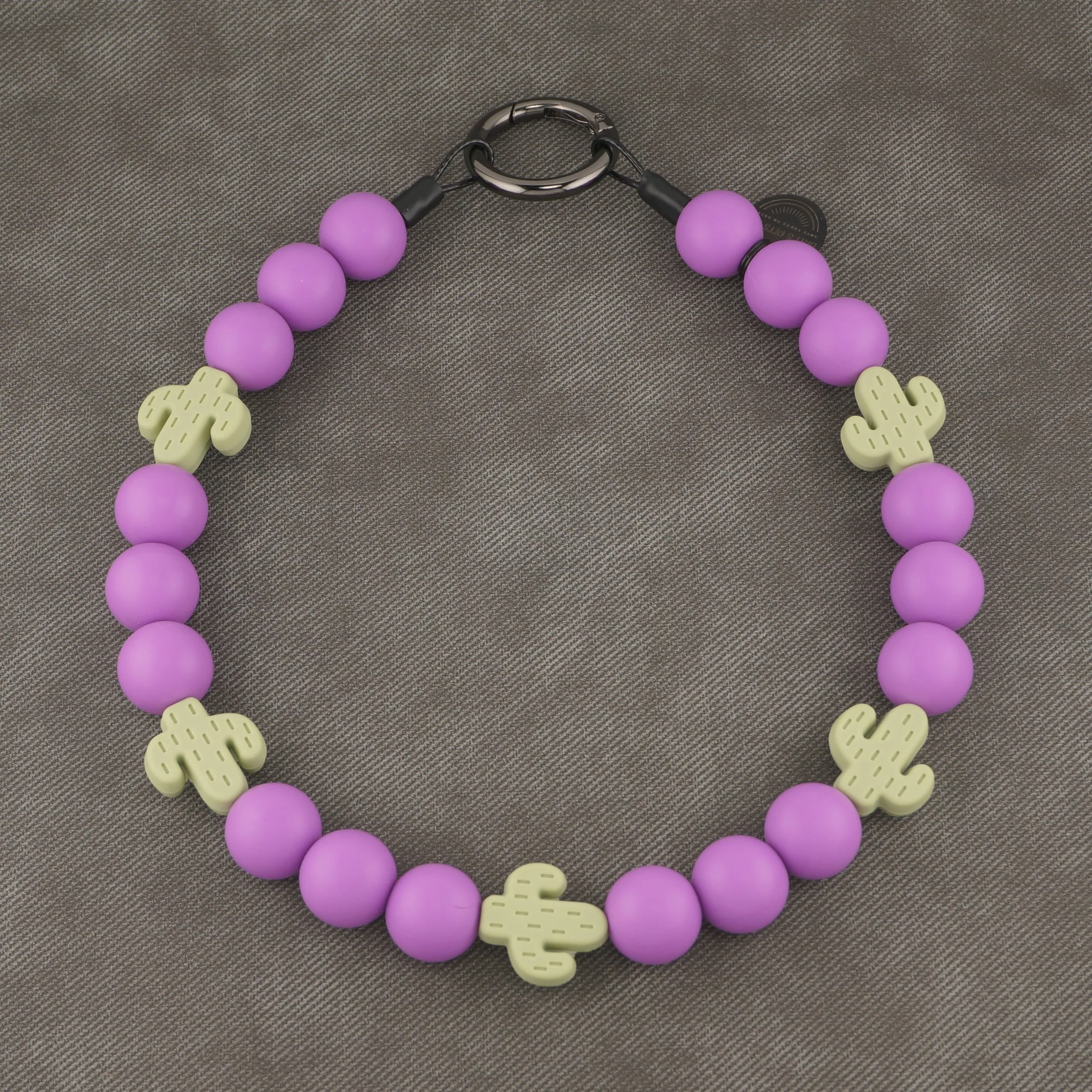Purple with cactus accent decorative silicone beaded collar or necklace