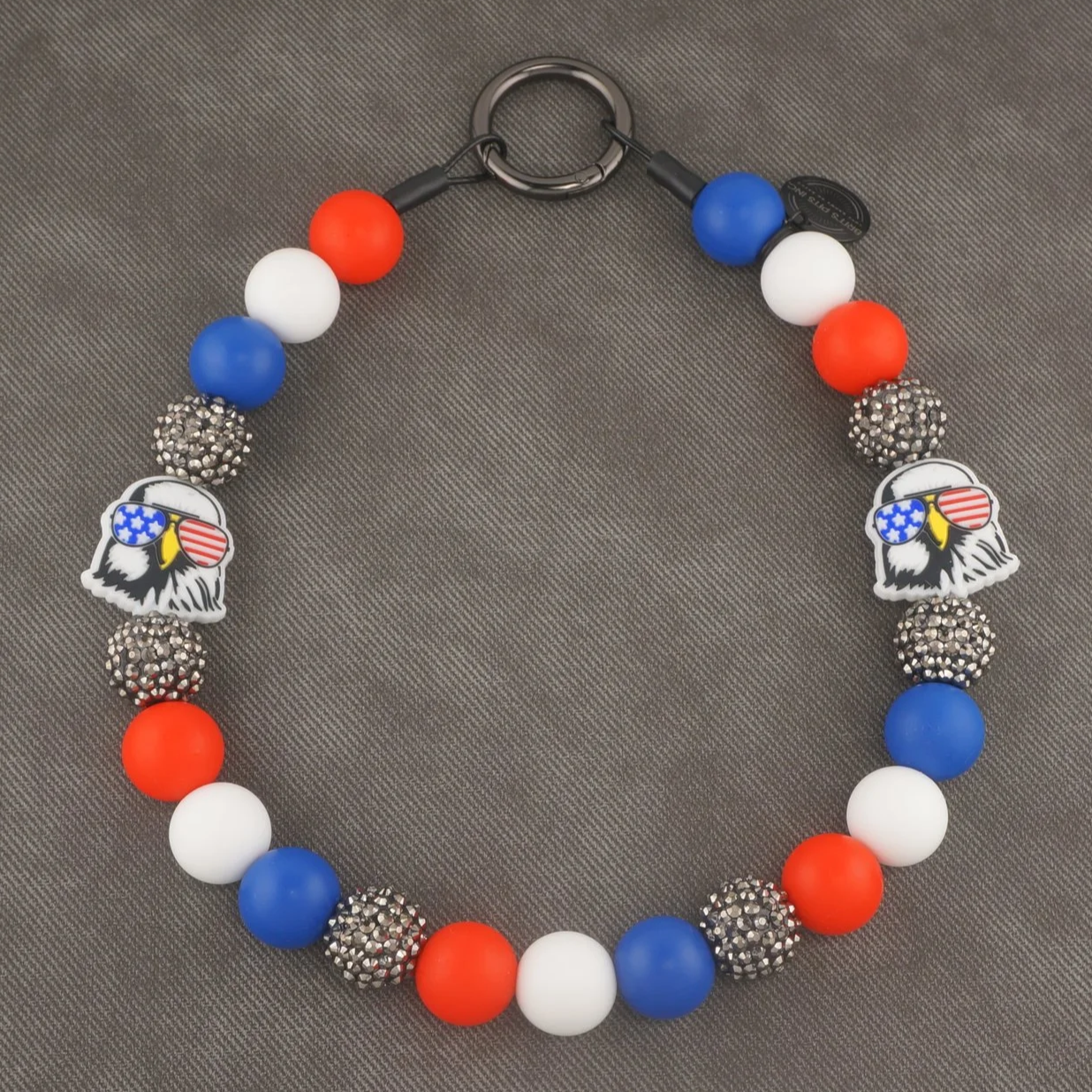 4th of July themed dog collars and necklaces with bald eagles and American flag