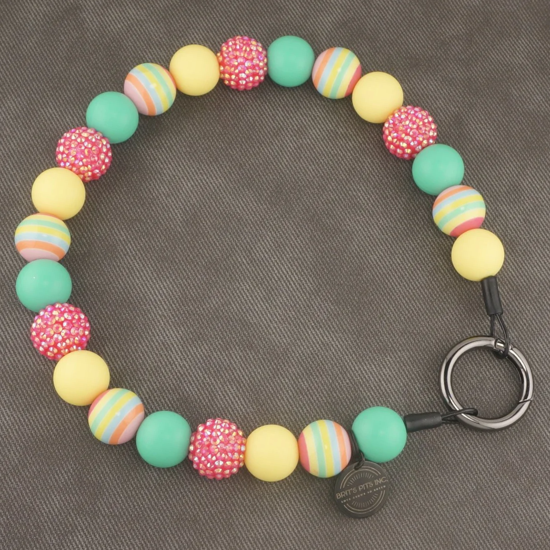 Palm Beach Pup - Stylish beaded dog collars and necklaces with rhinestones, stripes, yellow, teal, pink.