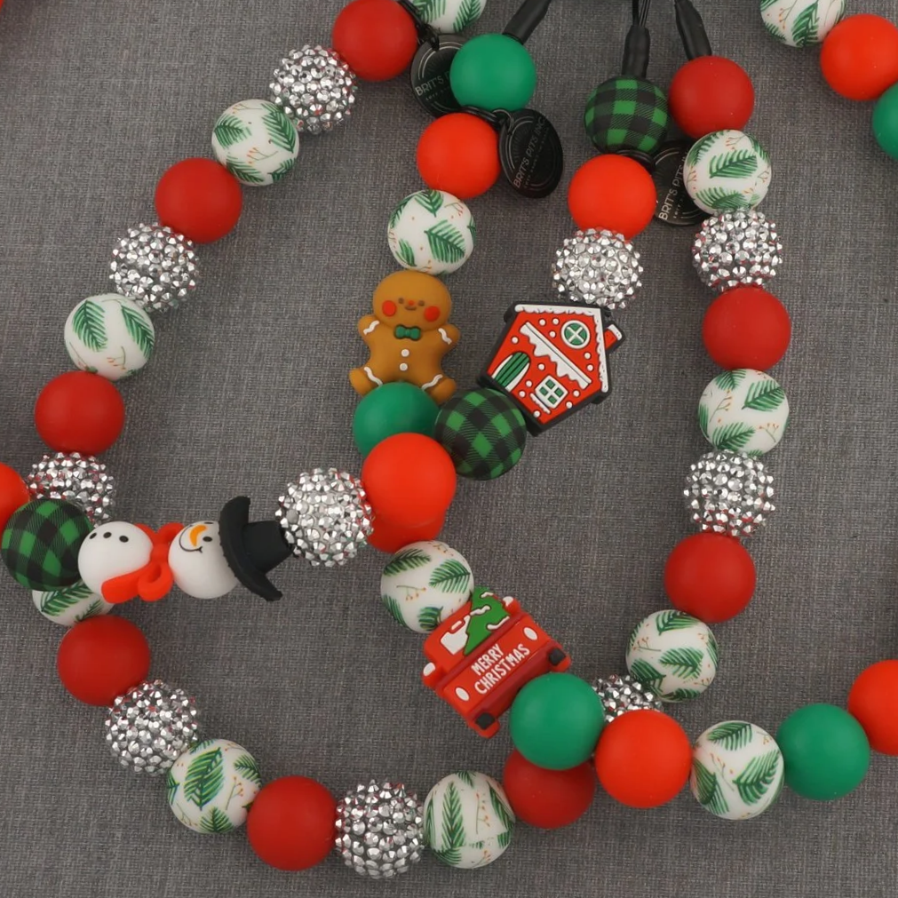 Festive Christmas holiday themed dog collars and necklaces.
