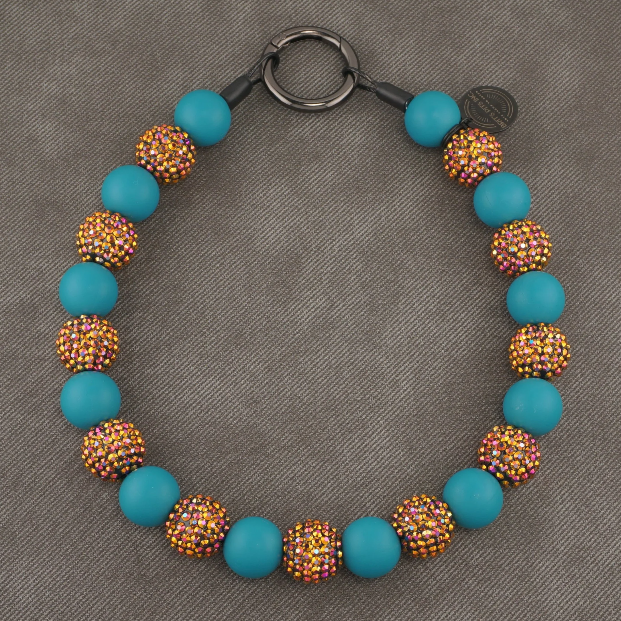 Stylish Custom Beaded Dog Collars and Necklaces in blue, rhinestone, sparkles