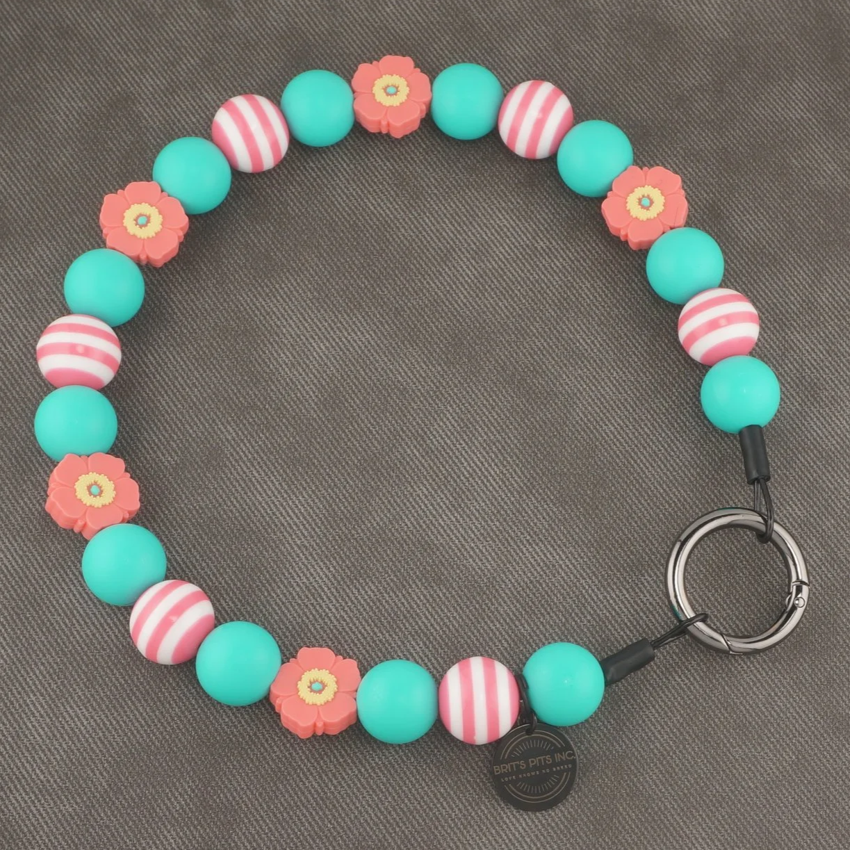 Dockside Darlin' - Stylish beaded dog collars and necklaces with pink poppy accents and teal