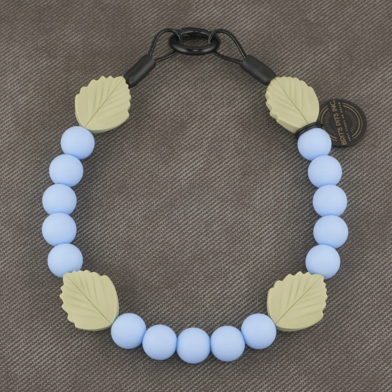 Stylish Custom Beaded Dog Collars and Necklaces in in blue and purple with leaves near me.  Combine for ultimate savings.