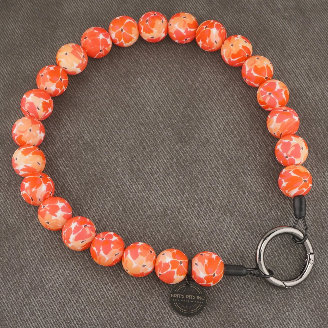 Bright Floral Stylish Custom Beaded Dog Collars and Necklaces in orange and yellow