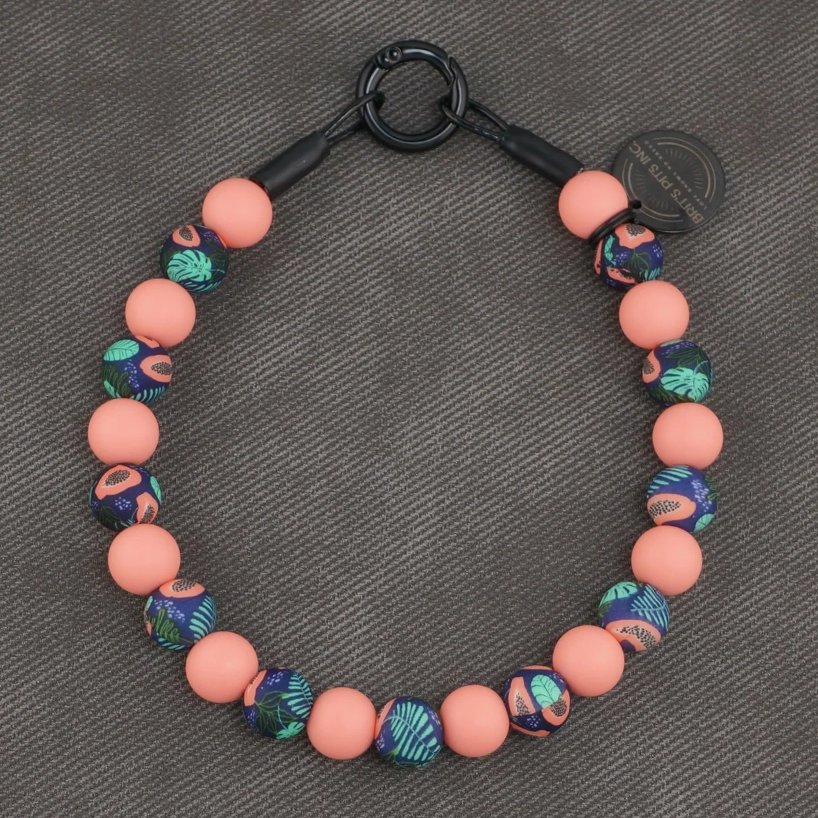 Stylish Custom Dog Collars and Necklaces with vacation vibes in pink, peach papaya, teal, blue pattern