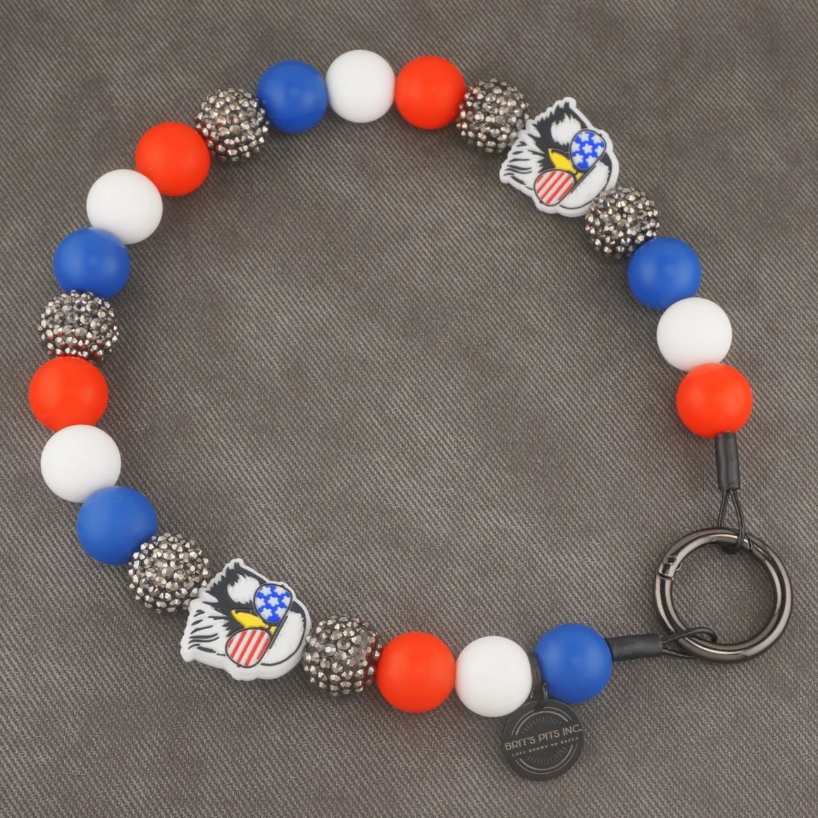 4th of July themed dog collars and necklaces with bald eagles and American flag