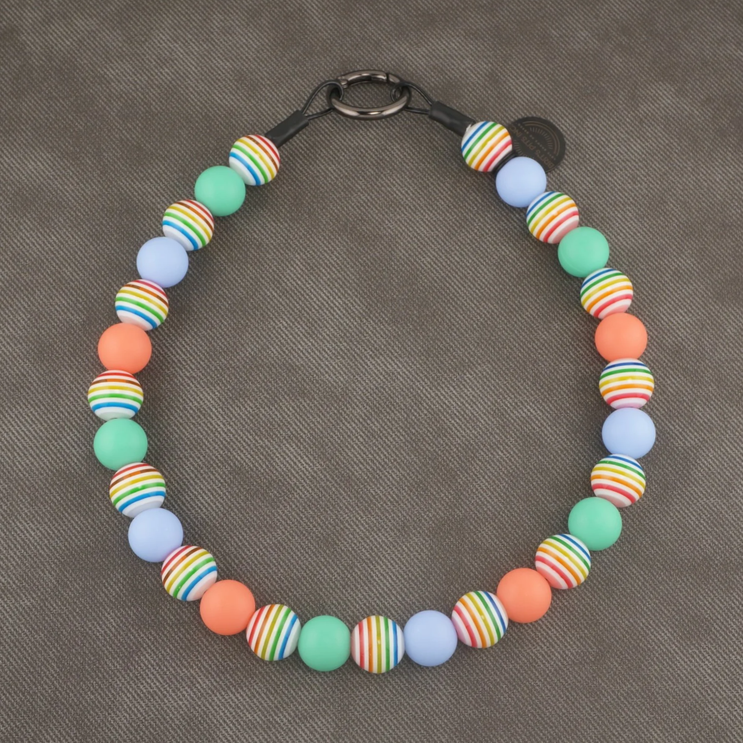 Sandy Paws Social Club - Stylish beaded dog collars and necklaces with beachy pastels and rainbow stripes.