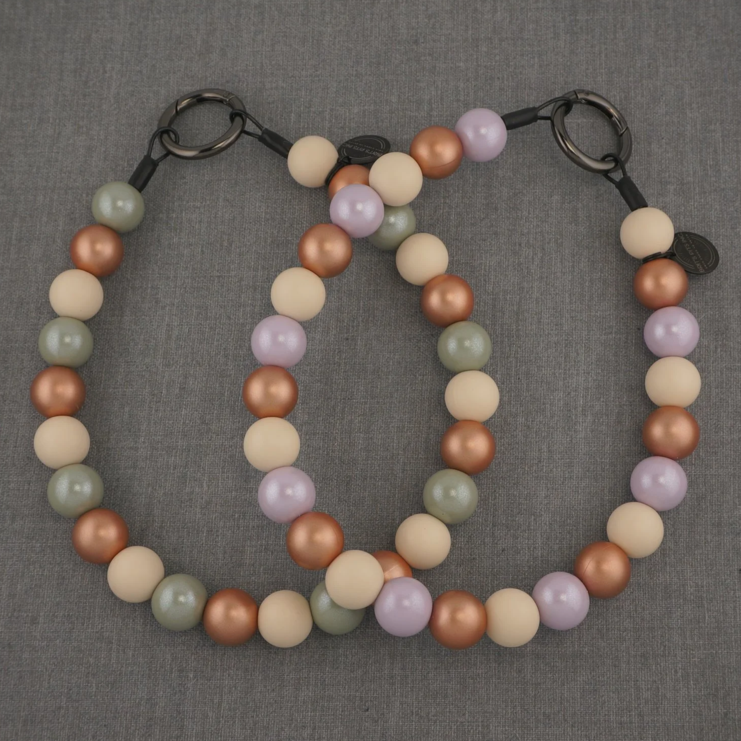 Classic Christmas decorative dog collars and necklaces in soft golf, ivory, purple, or green.