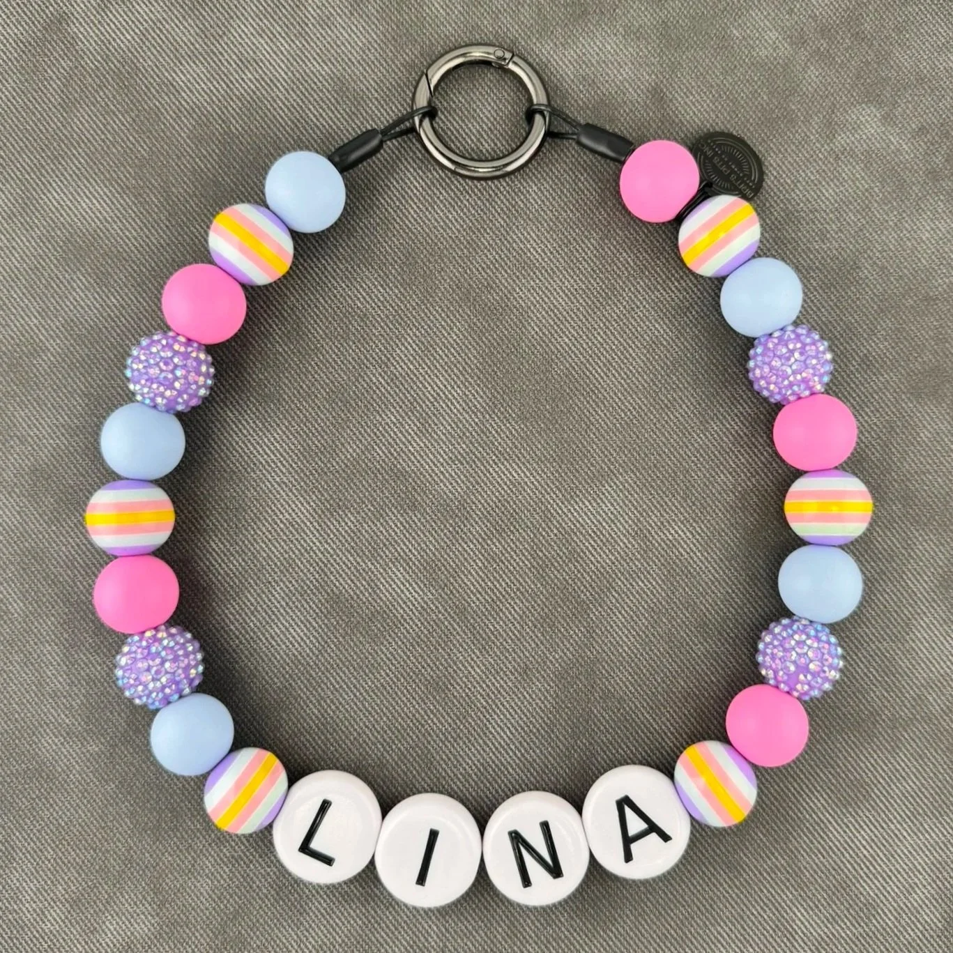 Custom decorative collar or necklace with 25mm oversized acrylic alphabet letter beads for dogs near me
