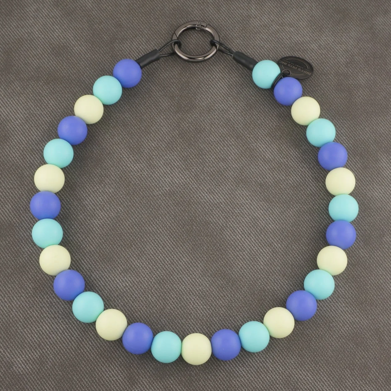 Stylish Custom Dog Collars and Necklaces in bright spring colors purple, yellow, light blue