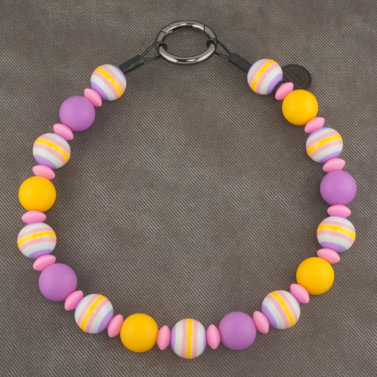 Tropic Like It's Hot! - Stylish beaded dog collars and necklaces in purple and yellow stripes and pastels.