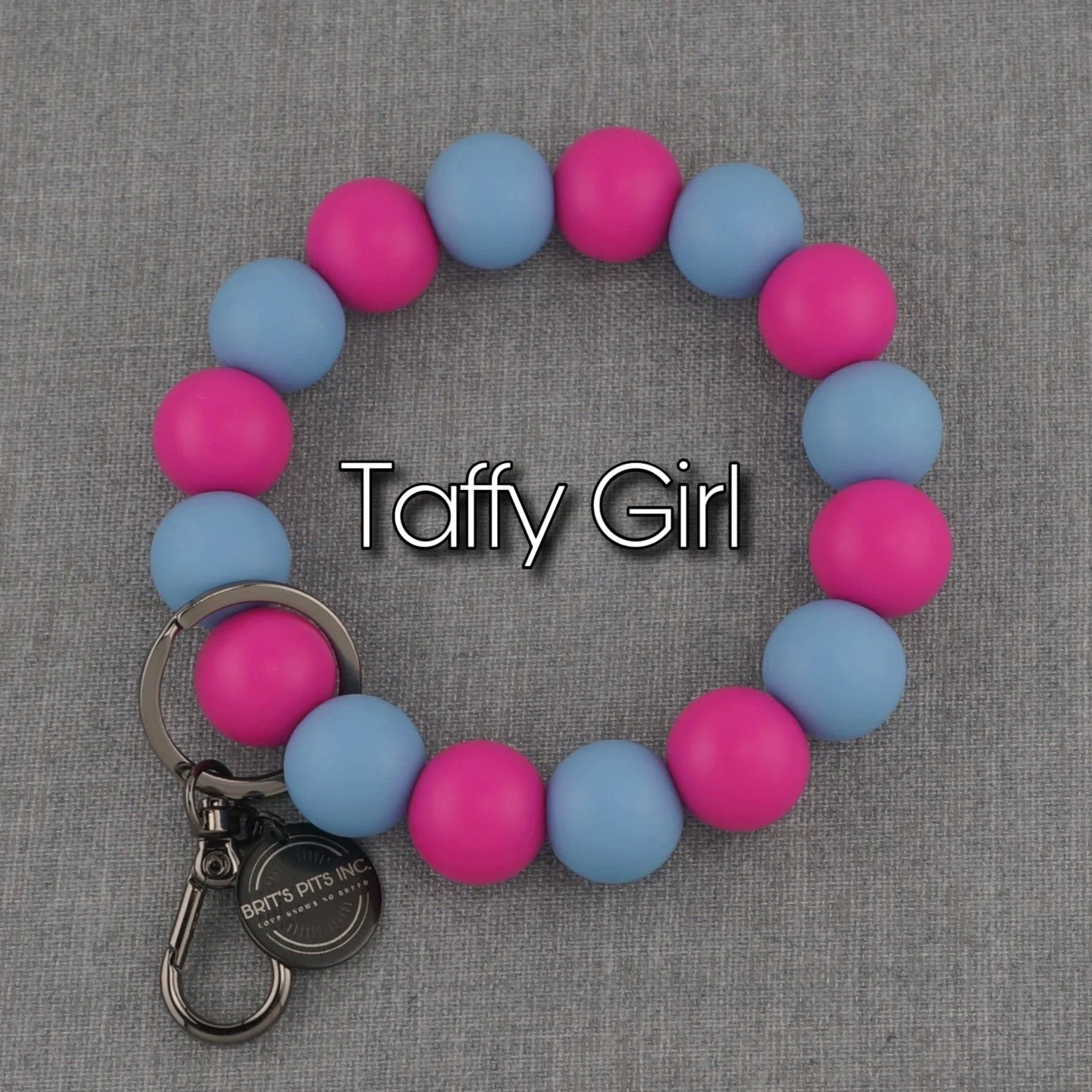 My Girl.  Matching silicone beaded wristlet keychain in blue and pink. Match your dog's decorative collar or necklace!