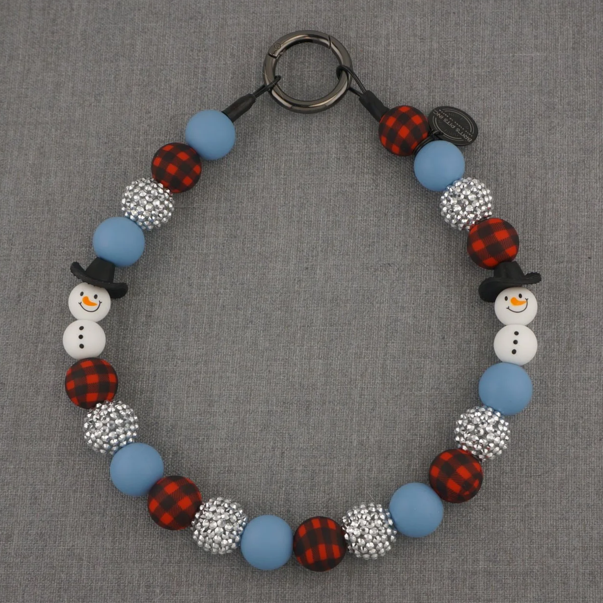 Decorative Snowman Christmas Dog Collars and Necklaces with red plaid, blue, and silver rhinestones.