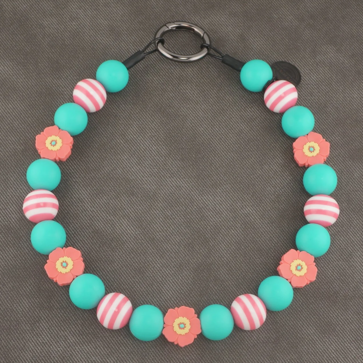 Dockside Darlin' - Stylish beaded dog collars and necklaces with pink poppy accents and teal