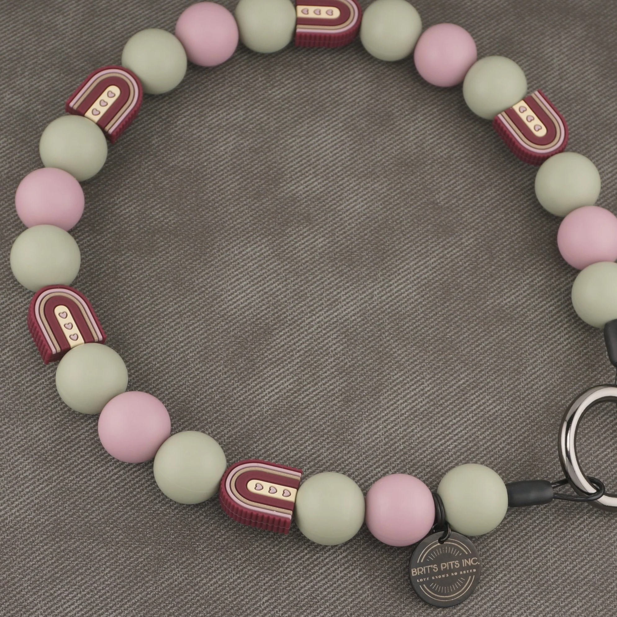 Stylish Rainbow Custom Beaded Dog Collars and Necklaces in purple, mulberry, pink, green. Soft vibes only. Calm dog. Big Heart.