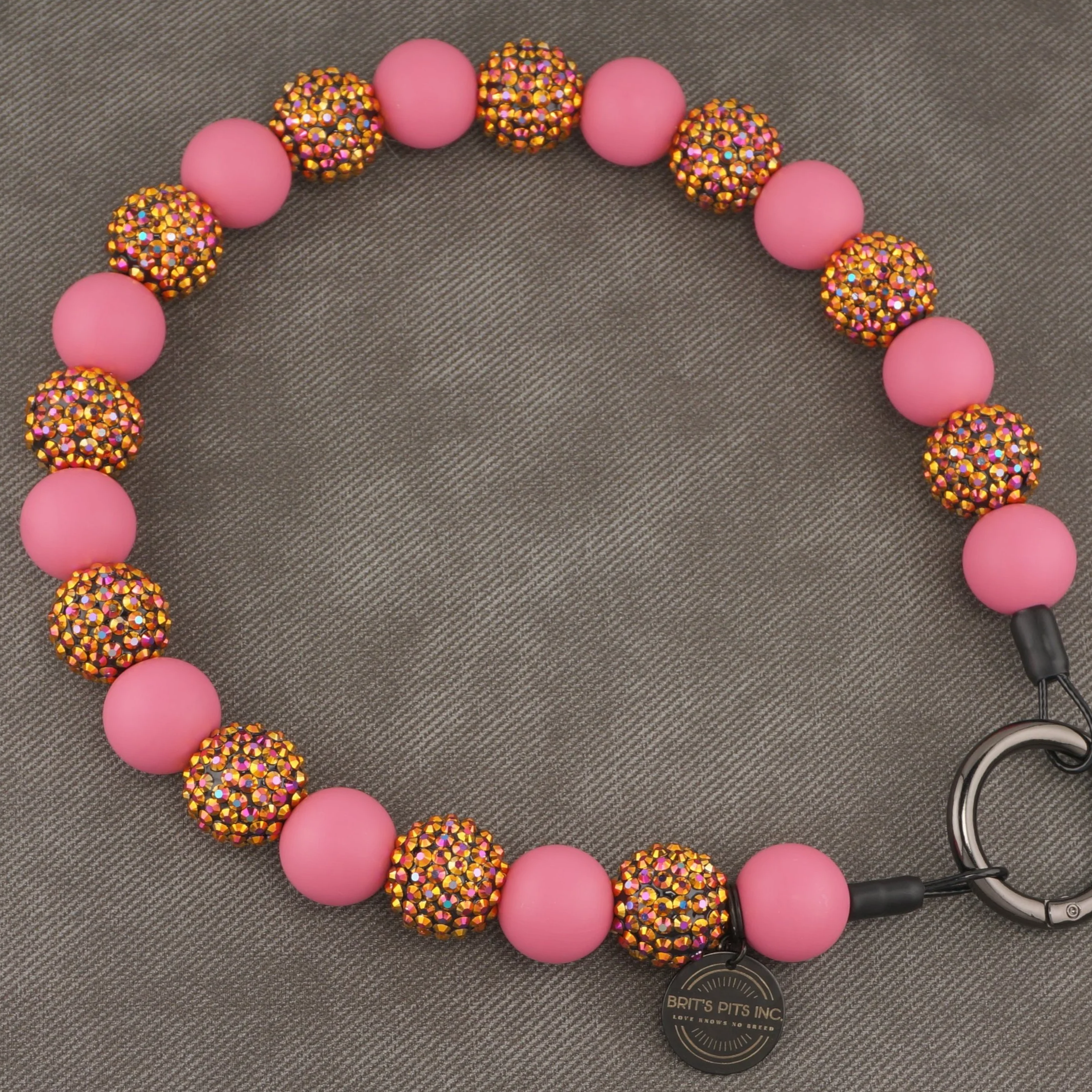 Stylish Custom Beaded Dog Collars and Necklaces in rose, pink, rhinestone, sparkles