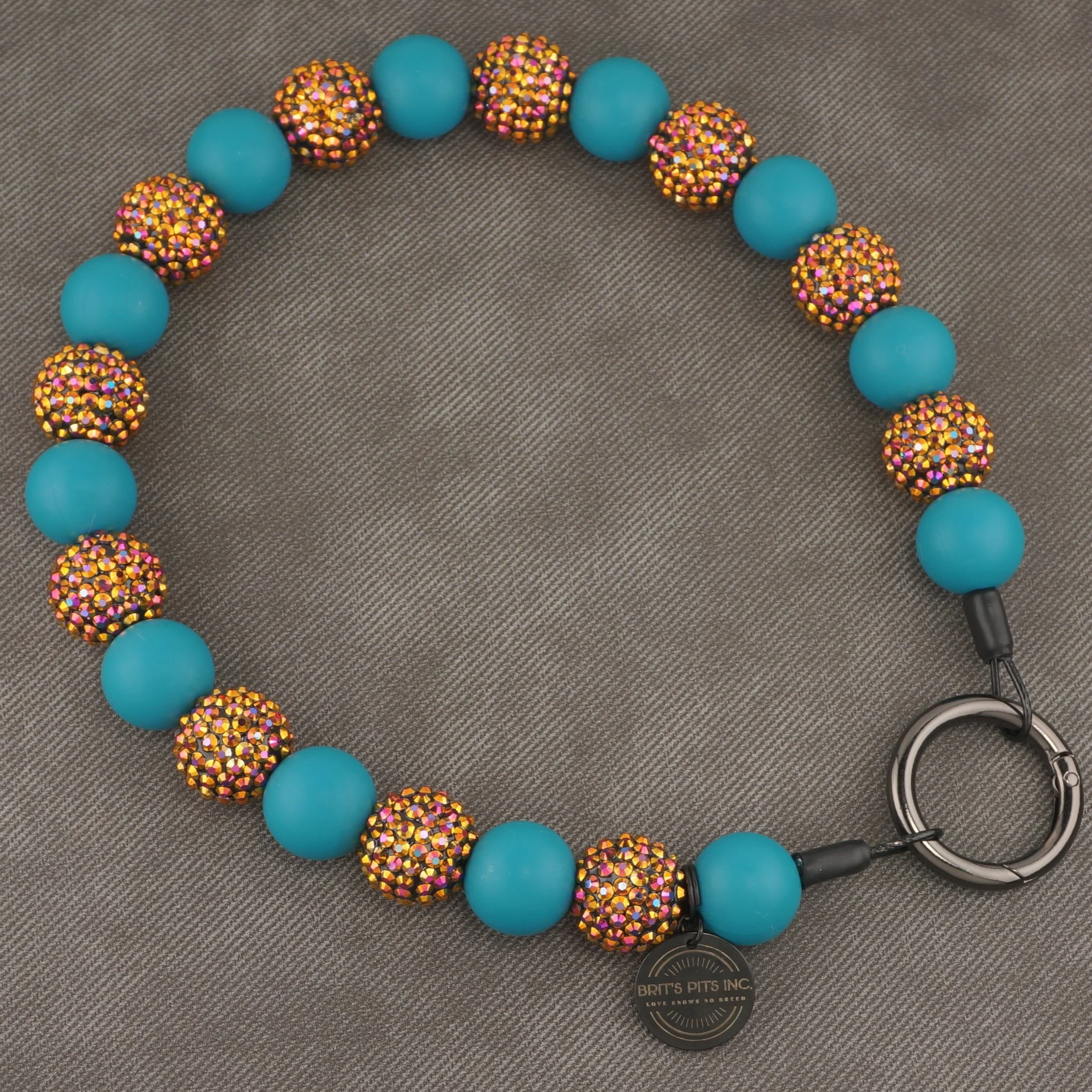 Stylish Custom Beaded Dog Collars and Necklaces in blue, rhinestone, sparkles