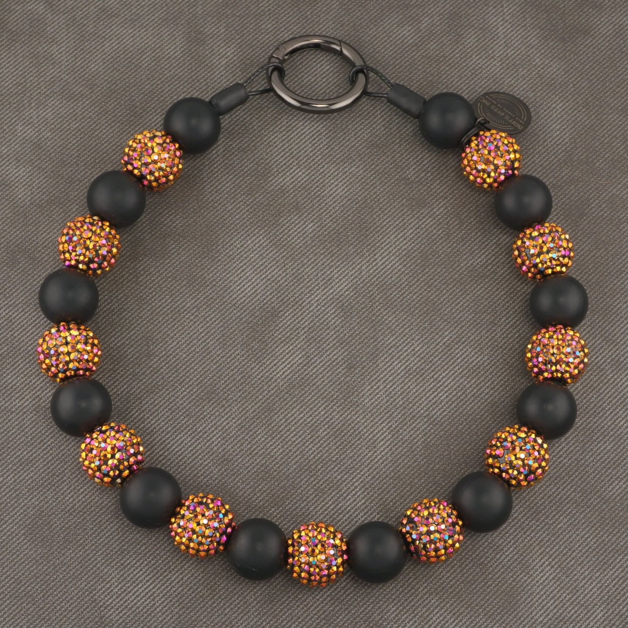 Stylish Custom Beaded Dog Collars and Necklaces in black, rhinestone, sparkles