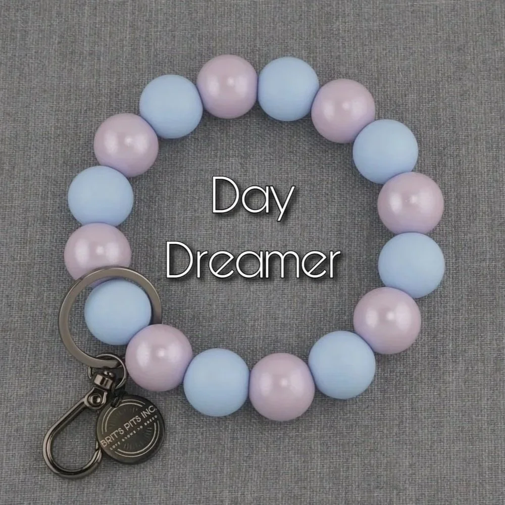 Day Dreamer. Matching silicone beaded wristlet keychain. Match your dogs decorative collar or necklace.