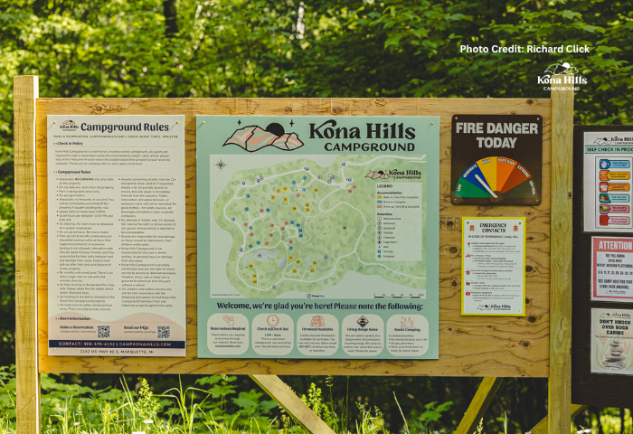 Signage posted at the Welcome Area