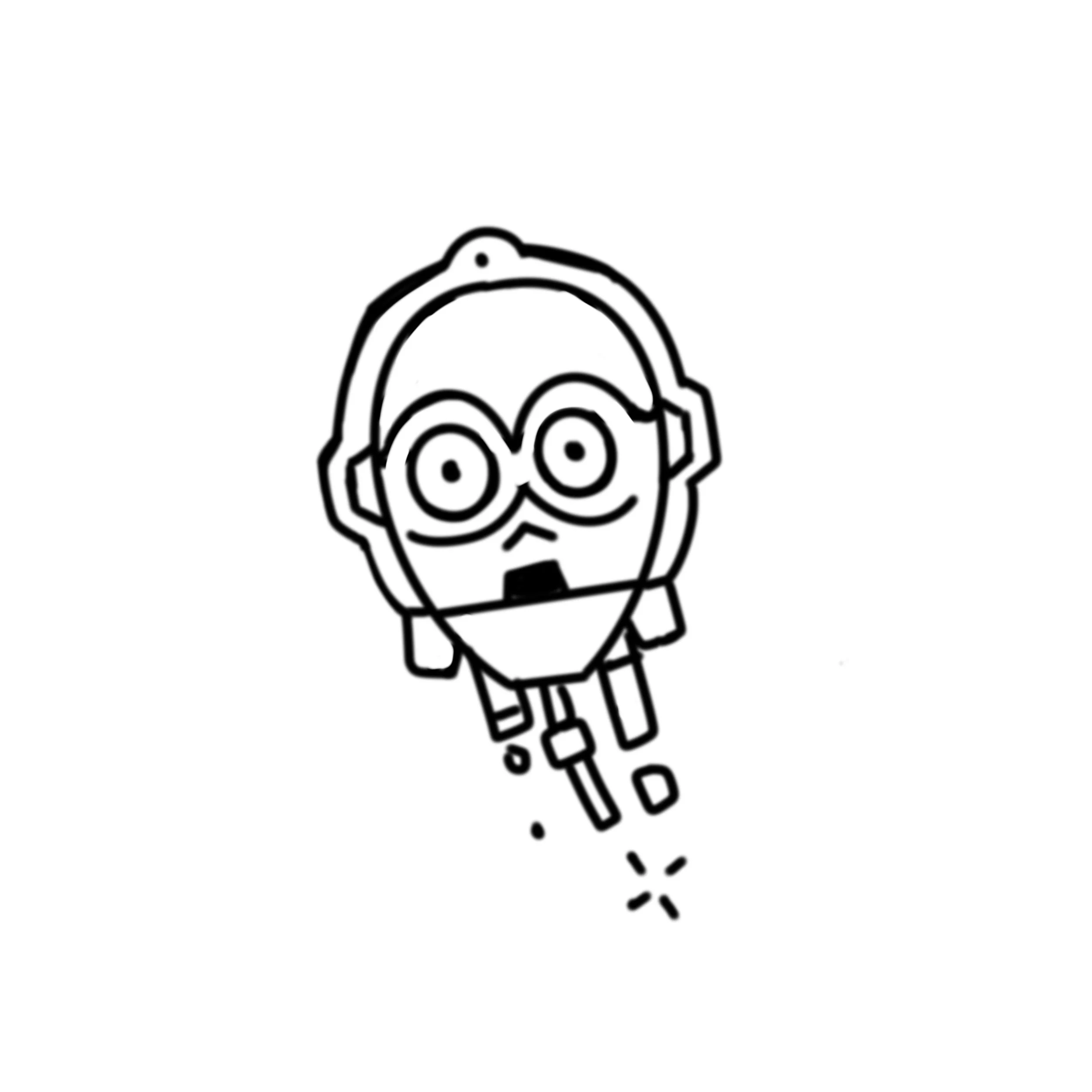 C3PO Head Decapitated Outline