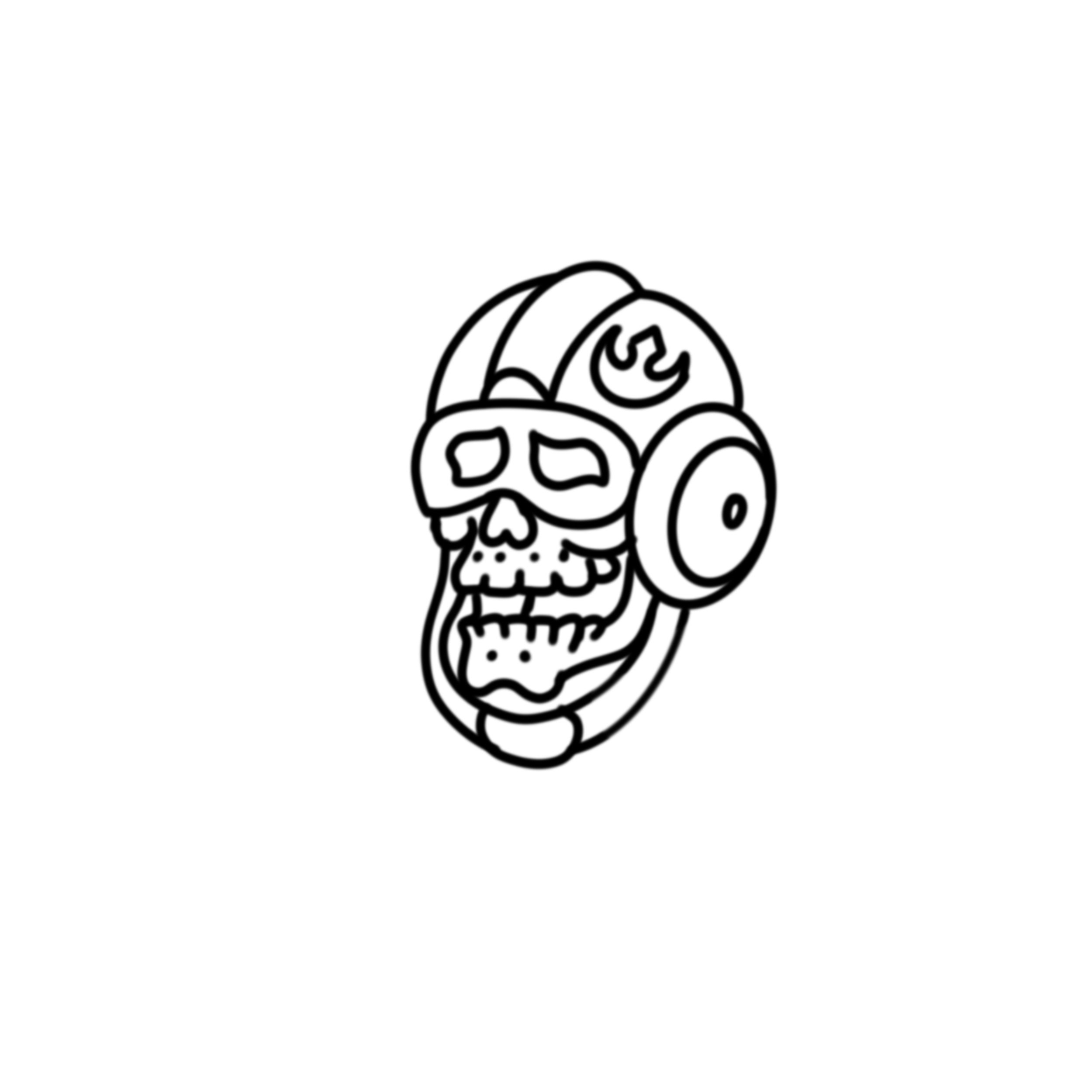 Rebel Pilot Skull Just Outline