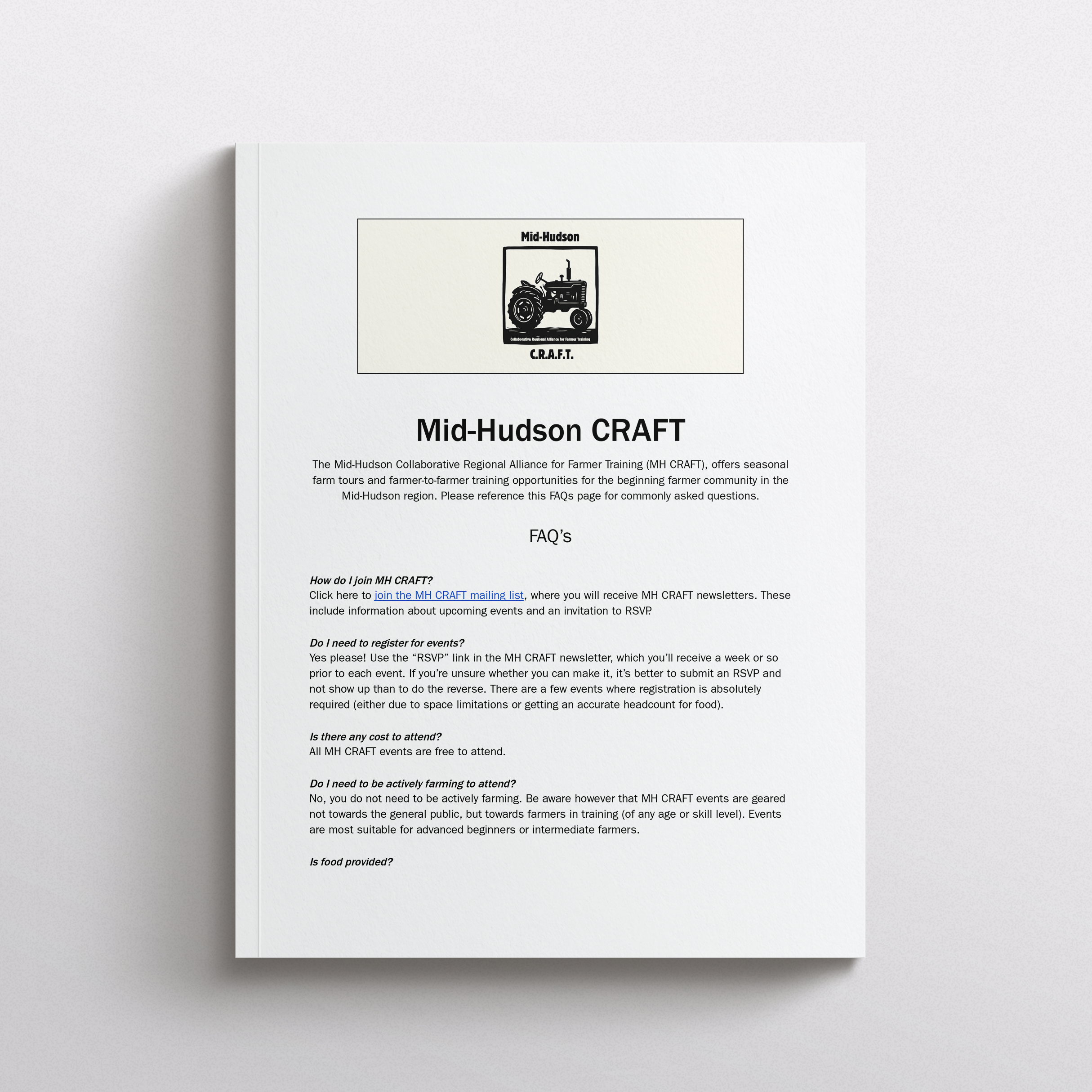 Mid-Hudson CRAFT FAQs