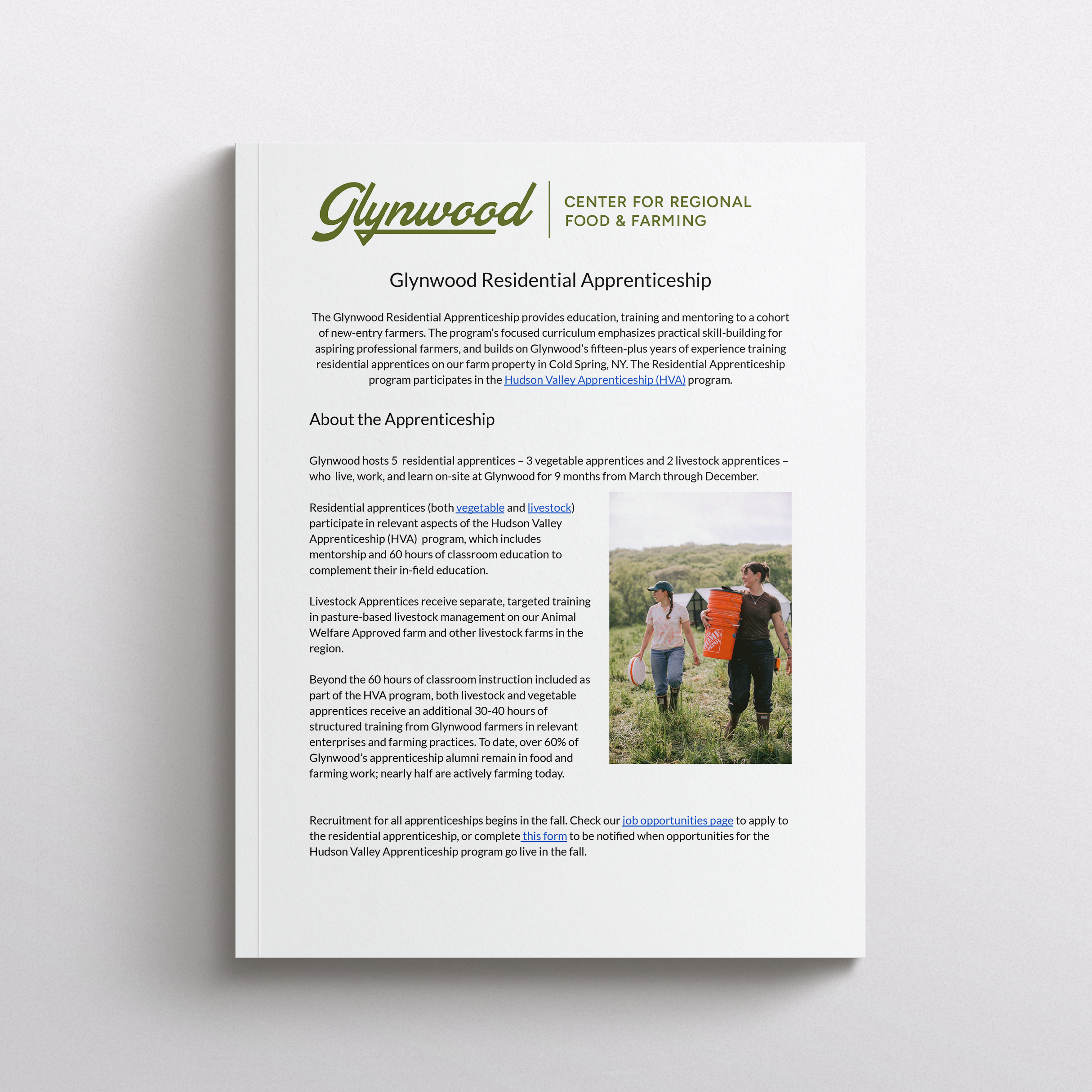 Glynwood Residential Apprenticeship