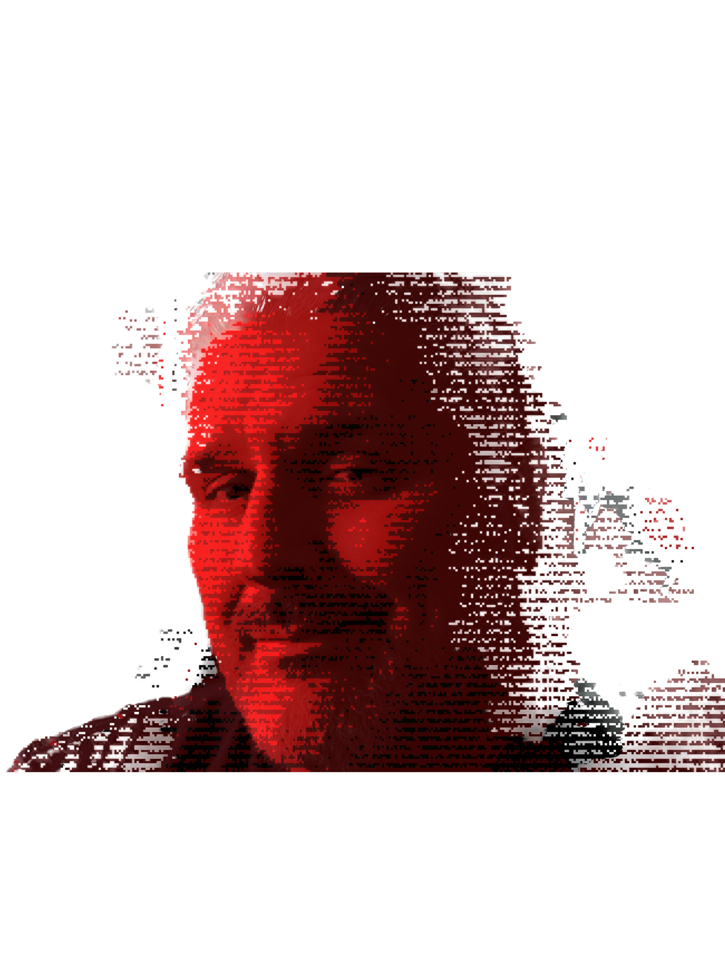 Digitized image of my face slightly transparent with the bokeh in the background visible.