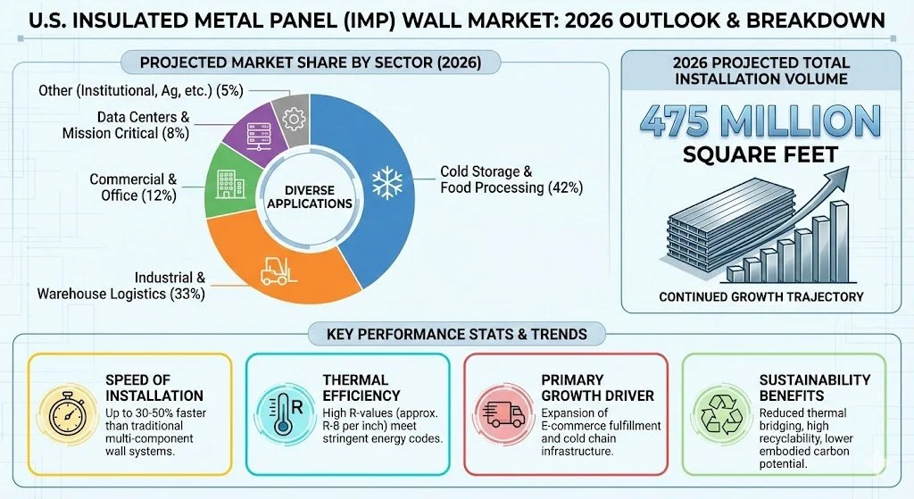 The 475 Million SF Surge: Why Insulated Metal Panels (IMP) are Dominating the 2026 Construction Landscape