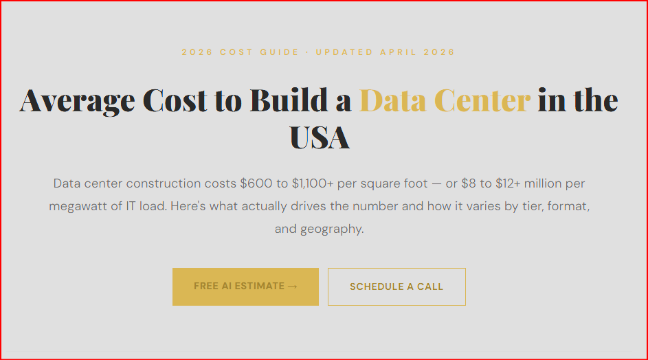 Average Cost to Build a Data Center in the USA