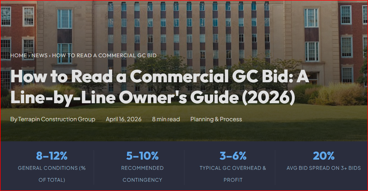 How to Read a Commercial GC Bid (2026 Guide)