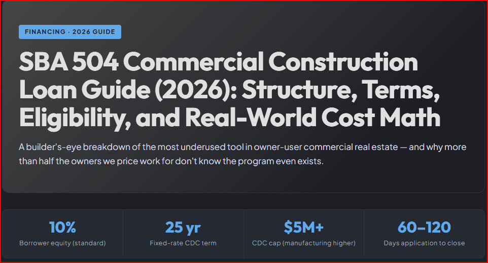 SBA 504 Commercial Construction Loan Guide (2026)