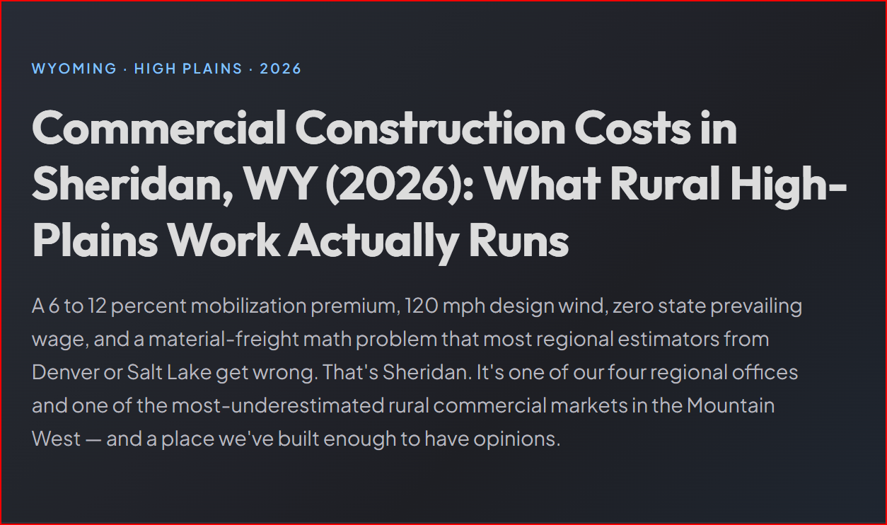 Commercial Construction Costs in Sheridan, WY (2026)