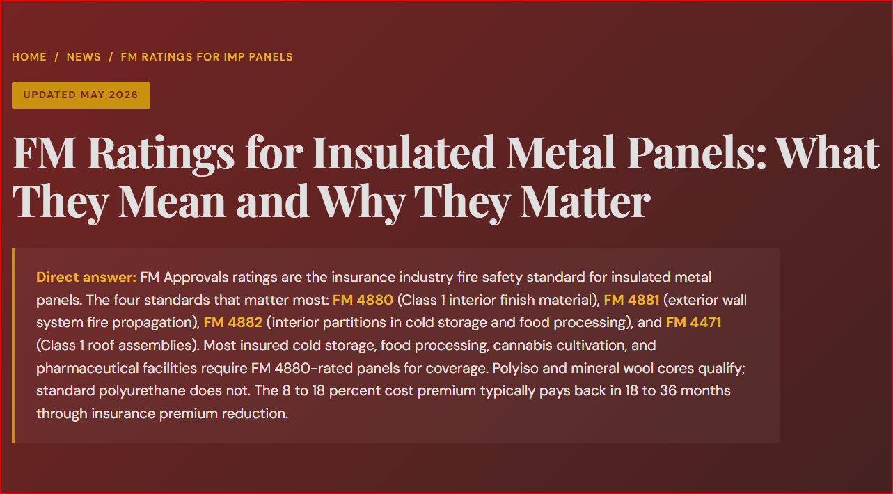 FM Ratings for Insulated Metal Panels (IMPs): What They Mean and Why They Matter