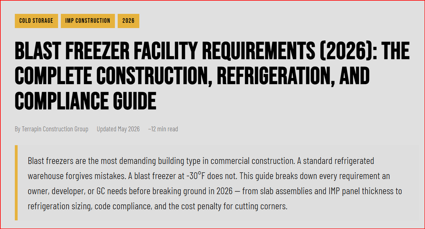 Blast Freezer Facility Requirements (2026): The Complete Construction, Refrigeration, and Compliance Guide
