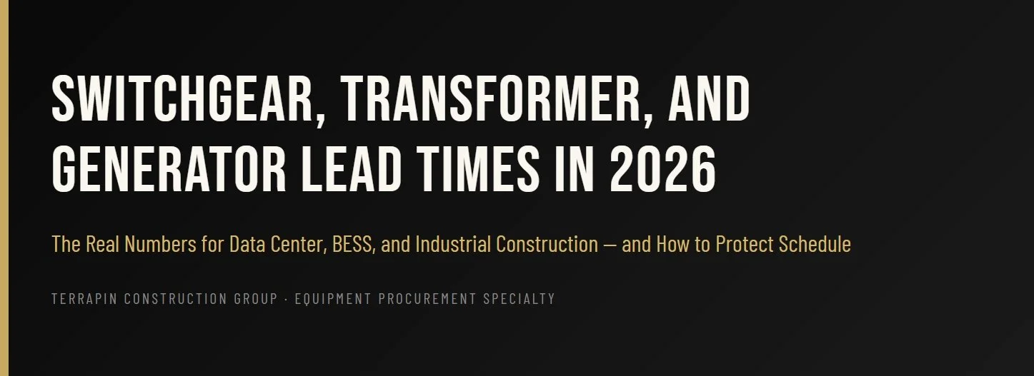 Switchgear, Transformer, and Generator Lead Times in 2026