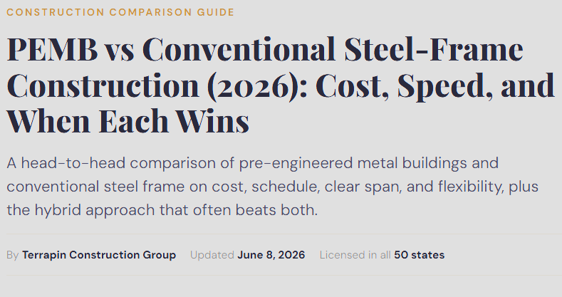 PEMB vs Conventional Steel-Frame Construction (2026): Cost, Speed, and When Each Wins