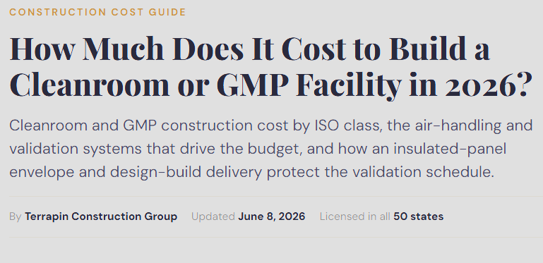 How Much Does It Cost to Build a Cleanroom or GMP Facility in 2026?