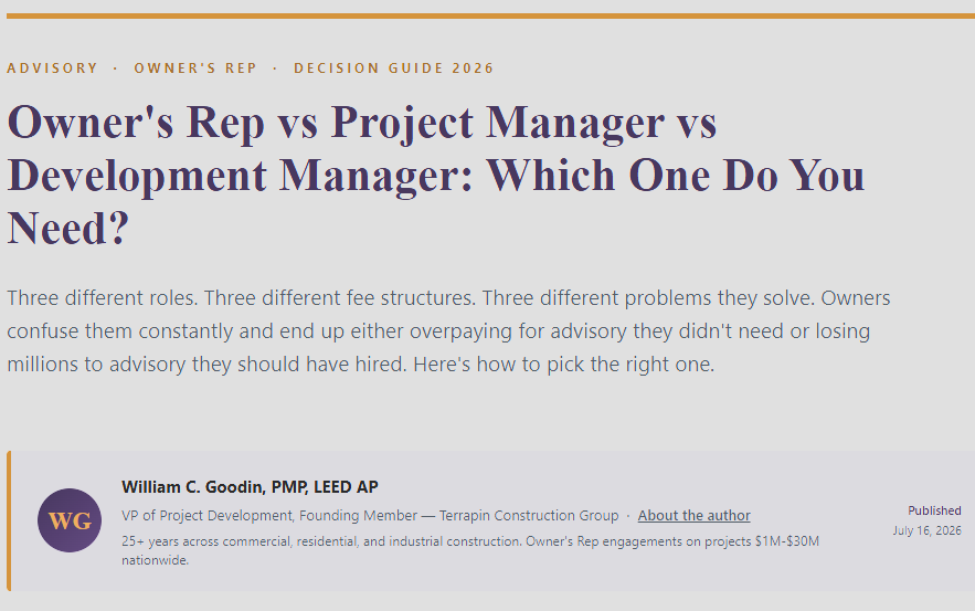 Owner's Rep vs Project Manager vs Development Manager: Which One Do You Need?