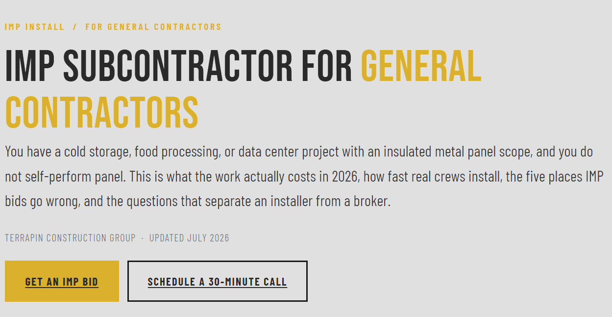 IMP subcontractor scope, cost, and schedule guide for general contractors 2026