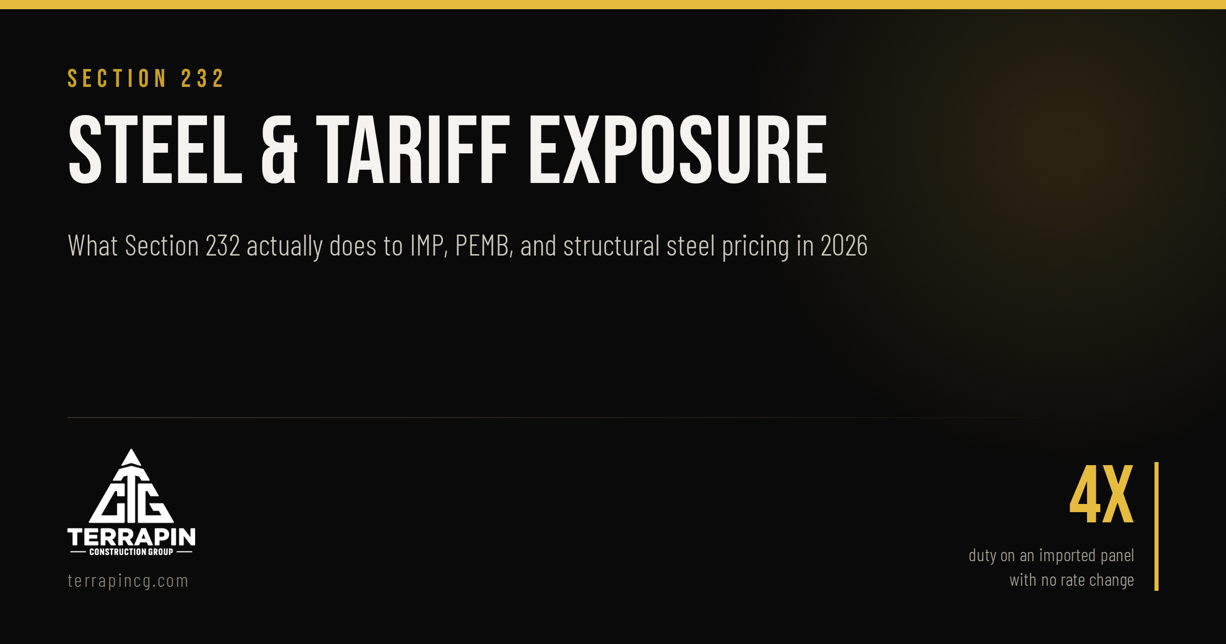 Steel and aluminum tariff exposure for IMP, PEMB, and structural steel pricing 2026