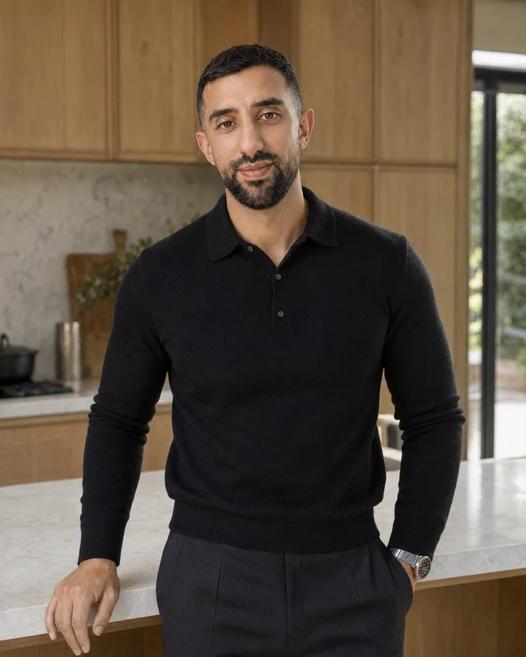 Aaron, owner of Bluestone Build Co, in a completed kitchen